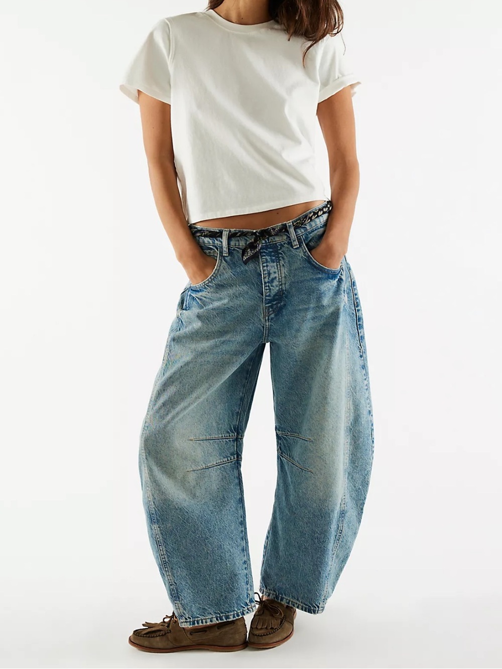 NWT WE THE FREE GOOD LUCK MID RISE BARREL JEANS